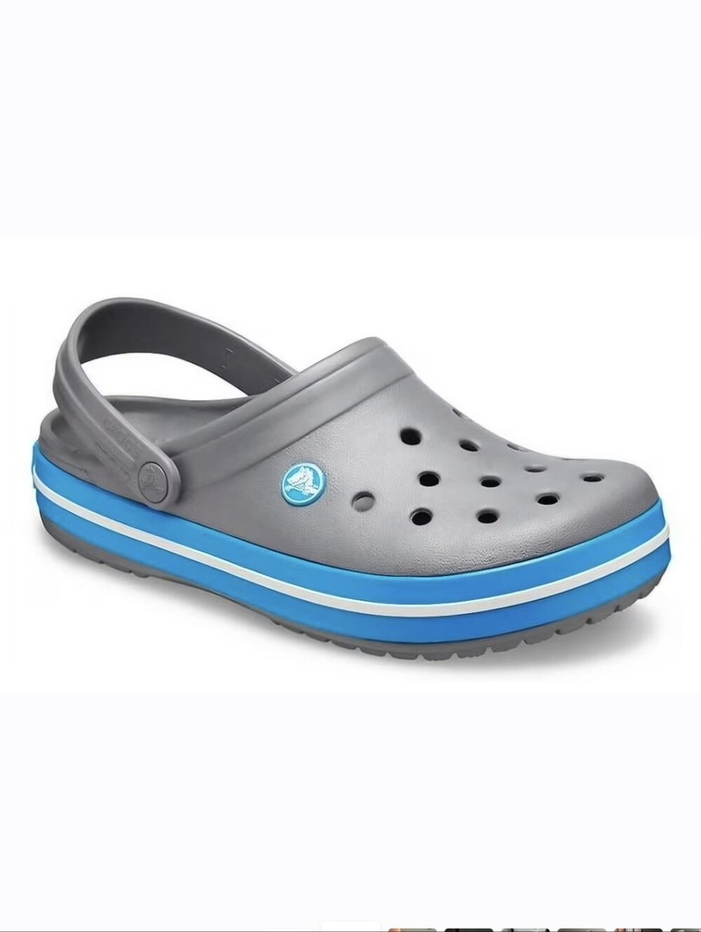 NWT Crocs Crocband Grey Blue Slip On Clogs Men’s Size 7 / Women’s Size 9